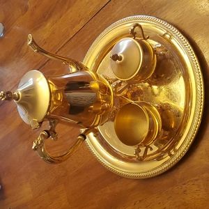 Vintage Gold Plated Coffee Tea Set with Tray Hong Kong